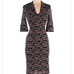 Diane von Furstenberg Collared Silk Dress Sz 6